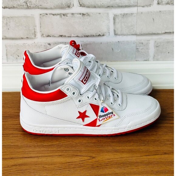 ⭐Converse Fastbreak Pro Mid Leather Sz 5.5 Men's Shoes Sneaker White Red A10200C - Picture 2 of 9